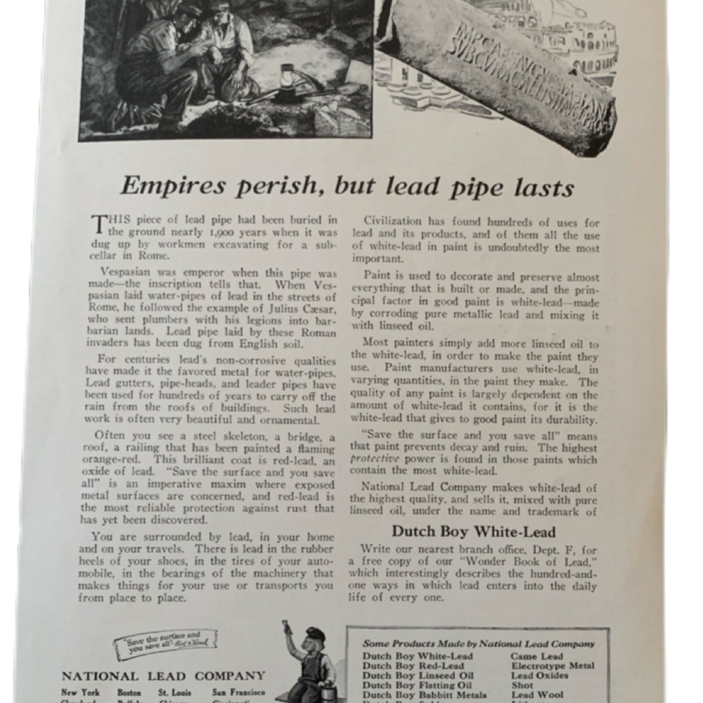 Vinrage 1922 Dutch Boy White Lead Paint Ad Advertisement